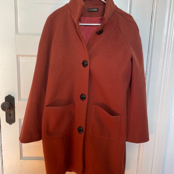 Conquista Brick Red Mouflon Coat – Women’s Size M - Textured Wool-Look Blend - Picture 2 of 5